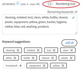 Reordering Tool in Adobe stock